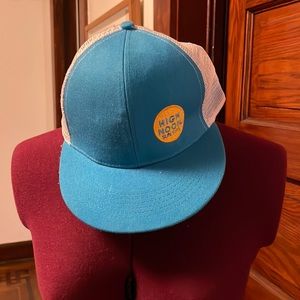 Blue and white high noon snap back baseball hat